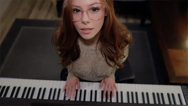 Prof de piano baise élève sans culotte | milf | sexe cours de musique