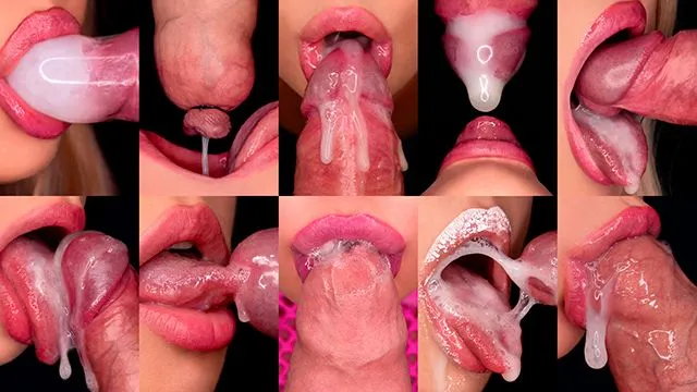 Cumshot closeup: sweet mouth compilation of milf & teen blowjobs