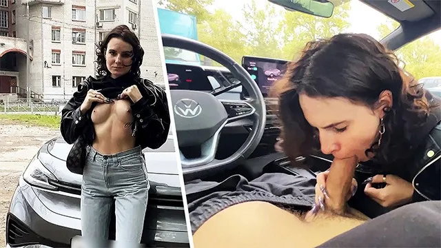 Public car blowjob: fast and furious sex while driving