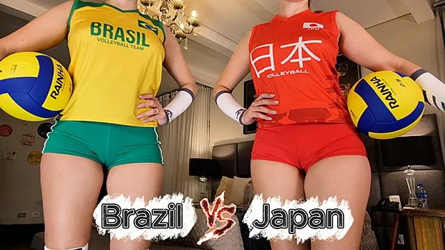 Brazilian vs japanese volleyball sluts try on uniforms for you