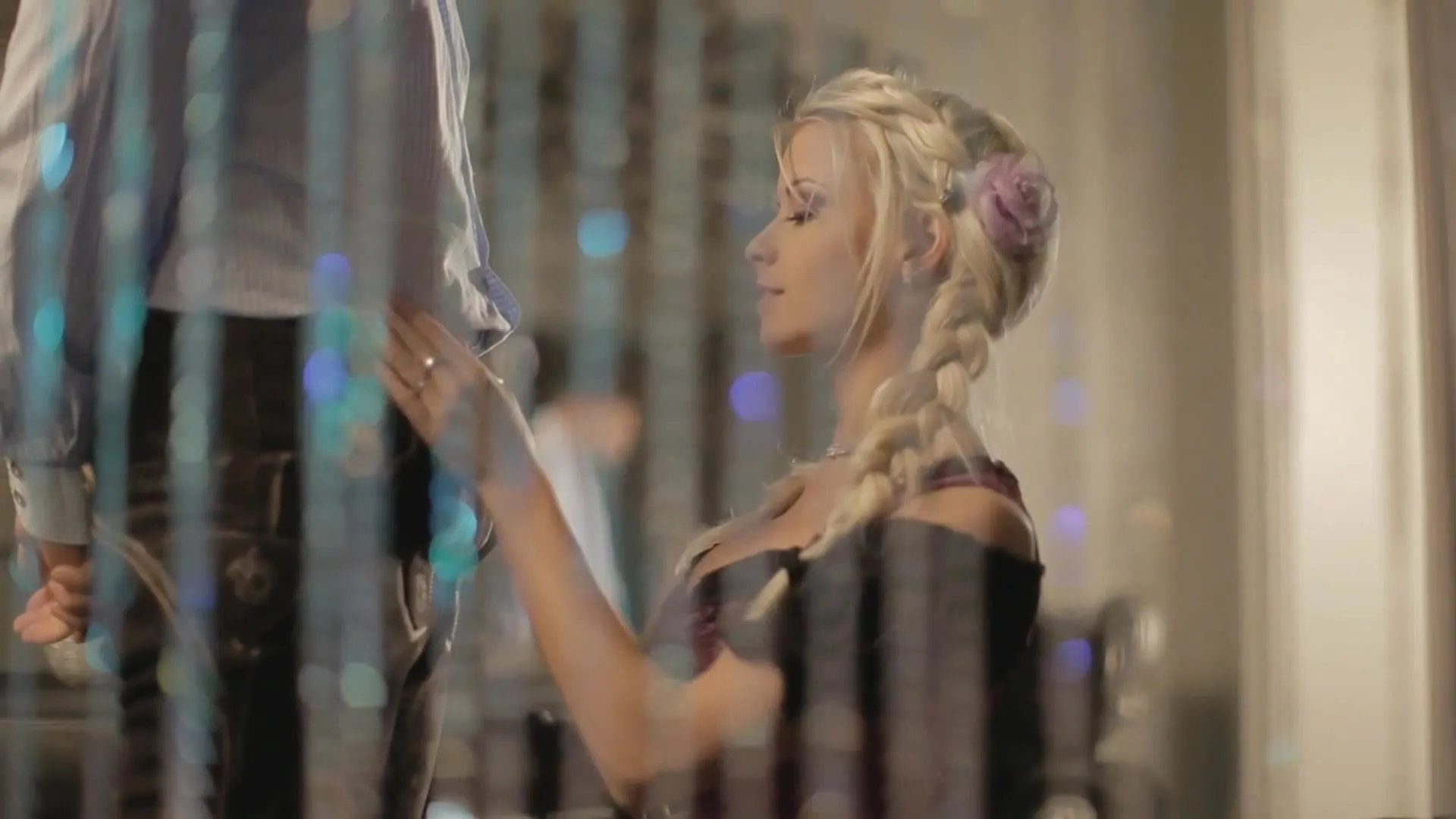 Sensual blonde maiden gives blowjob
