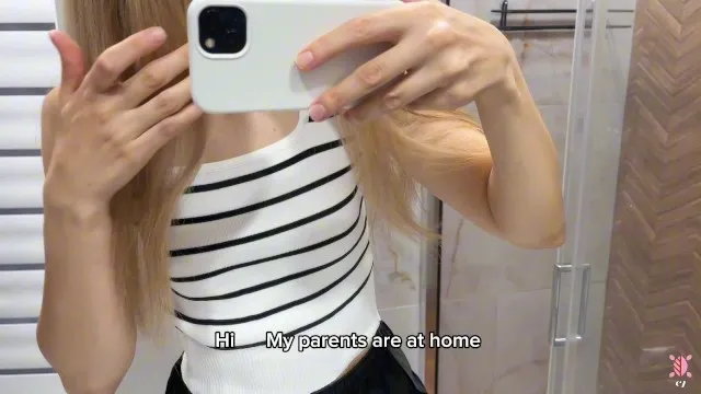 Urgent squirt hiding in bathroom parents home