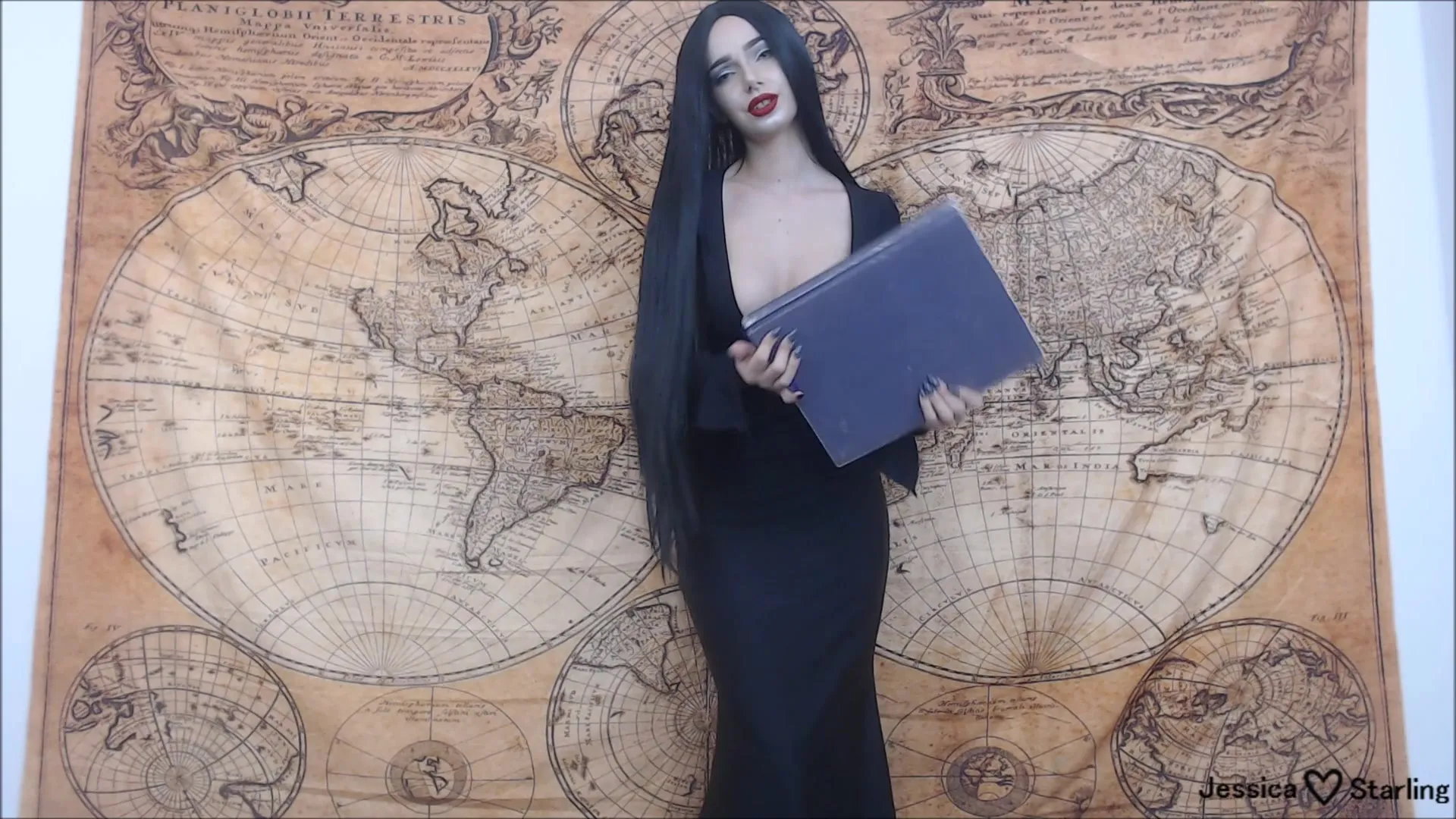 Morticia fingers herself and fucks to poe