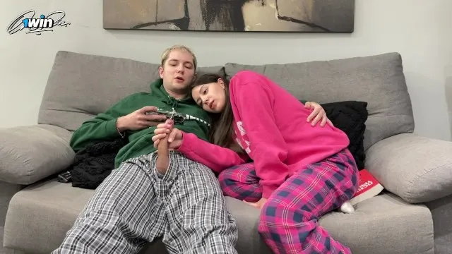 Little step sister jerks off step brother in cum compilation handjob