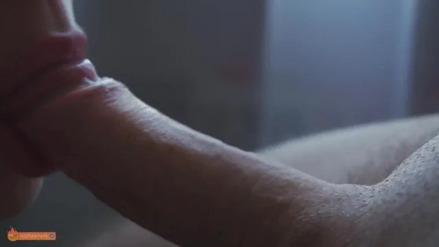 Closeup blowjob ends with romantic cum in mouth