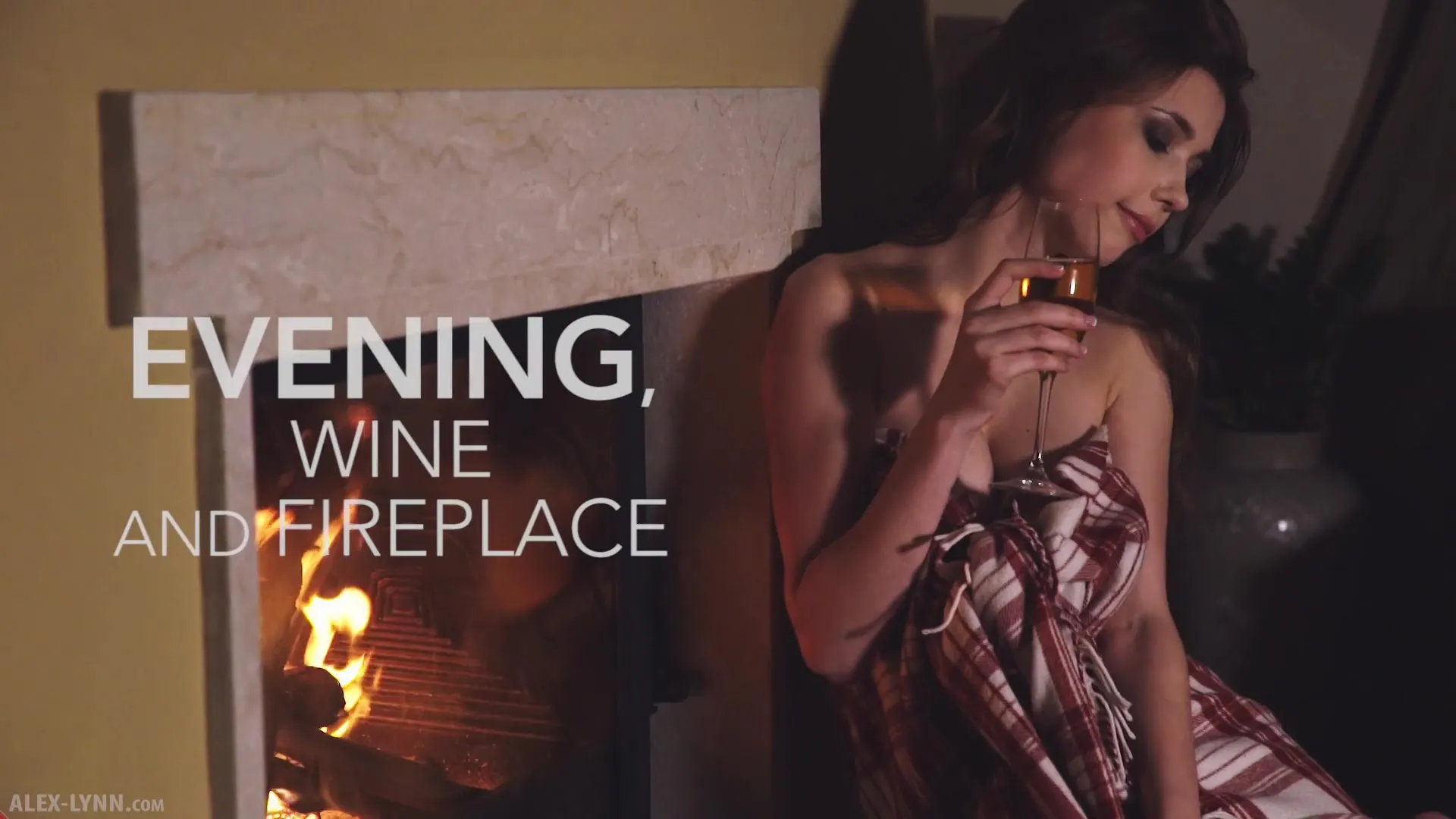 Evening, wine and fireplace
