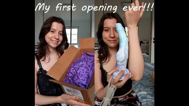 Big package milf opens bad dragon gift