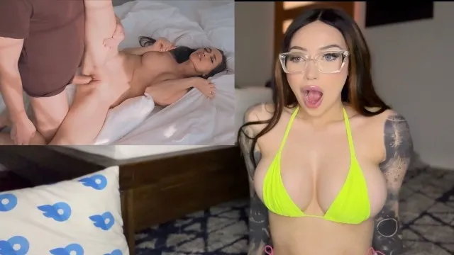 Sexy brunette's porn asmr reaction: stepson fucks busty stepmom