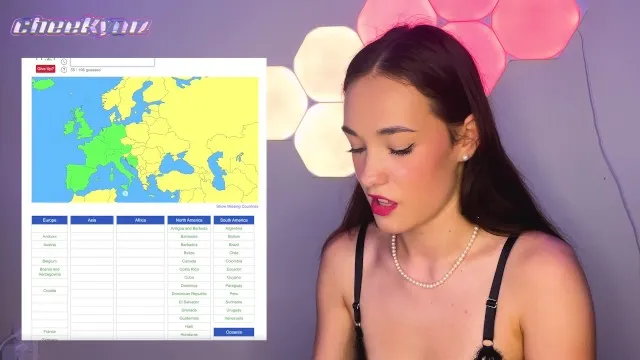 Milf teaches geography games with vibrating dildo