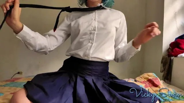 Teasing boyfriend in school uniform for quickie pov