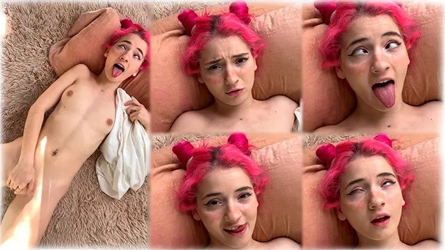 Cute teen rubs her wet pussy