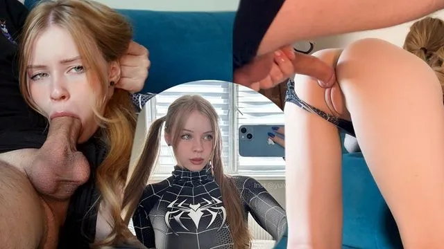 Grande pica fode bucetinha apertada da garota venom e enche ela