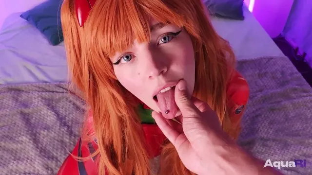 Redhead anime girl sucks fat cock