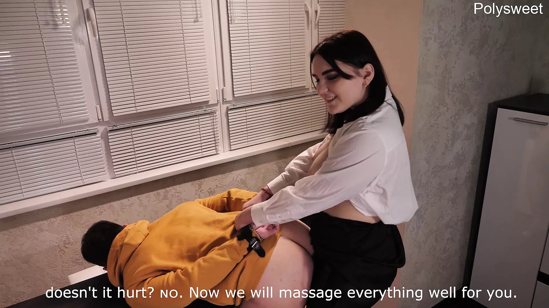 Prostate massage heals guy by girl doctor