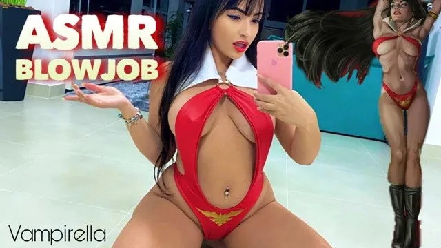 Schöne vampir-dame verpasst heißen tiefen blowjob