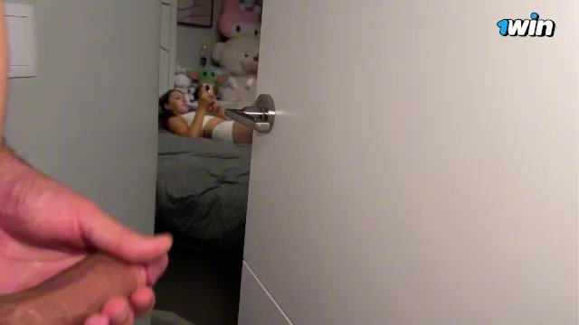 Step-sis catches me jerking and i fuck her mouth