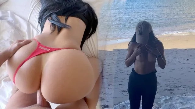 Public beach milf anal & blowjob after sunbathing