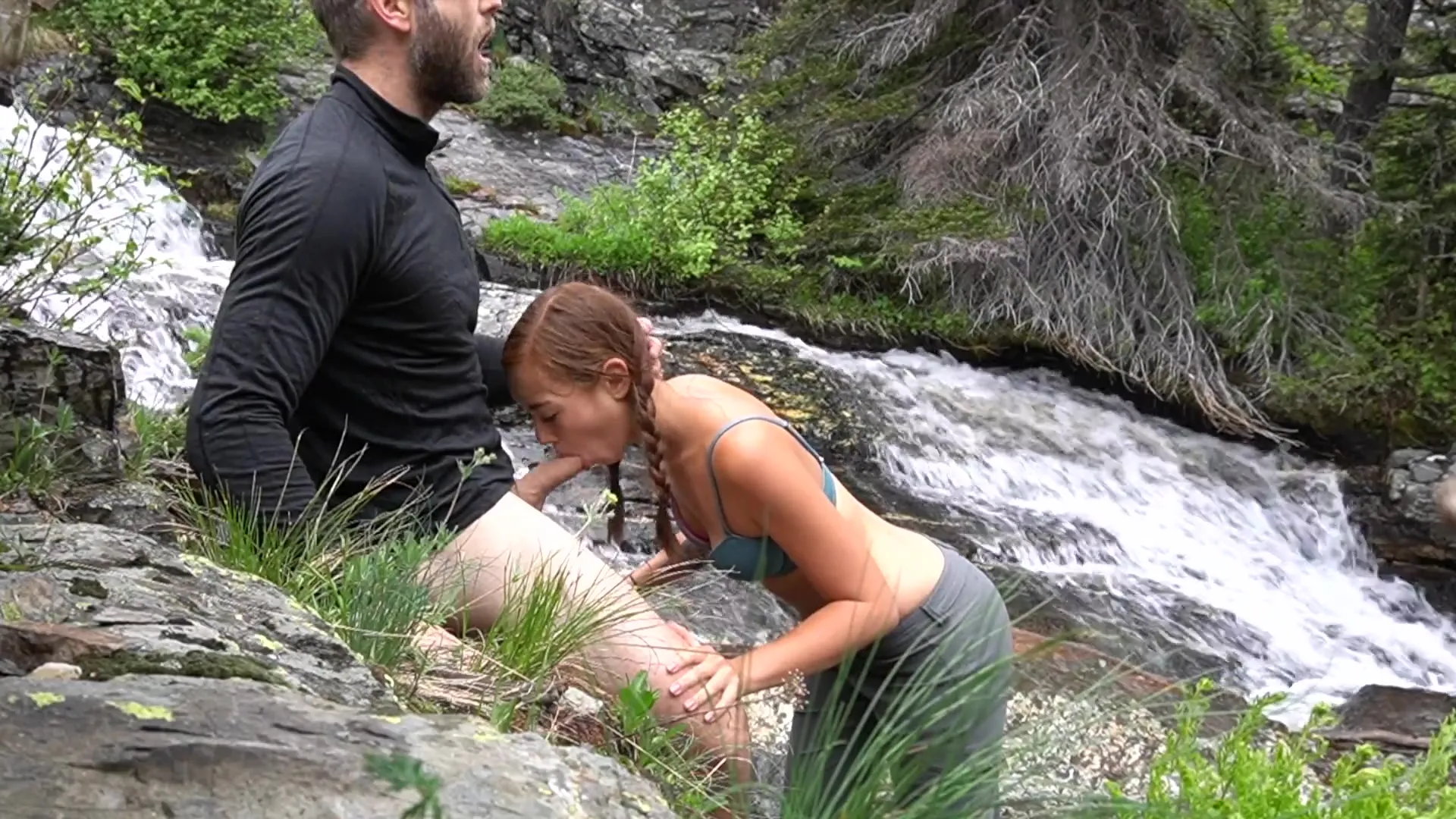 Waterfall naughty fun with sexy young babe