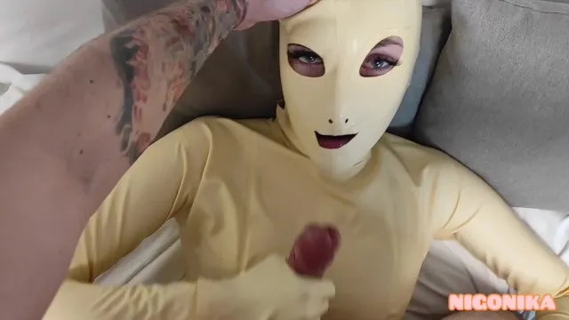Latex doll vika jerks off and gets fucked in bdsm session