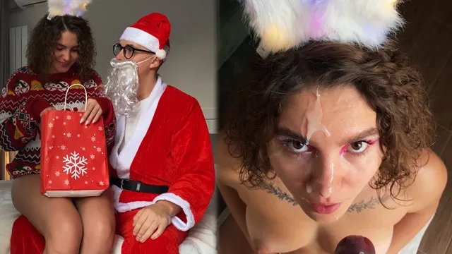 Santa claus delivers magic facial in new year's sex gift