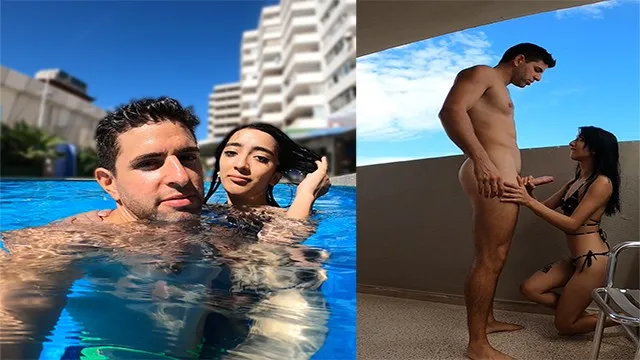 Argentinian slut caught poolside and fucked hard