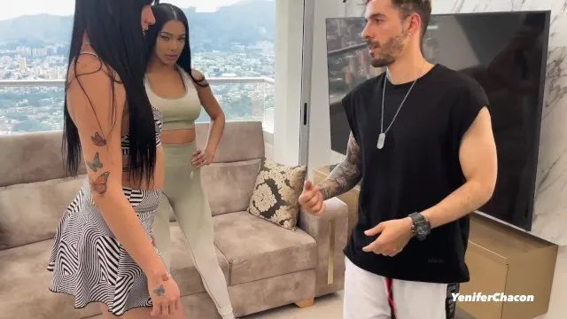 Personal trainer fucked by two hot venezuelan girls