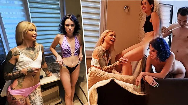 Wild dorm orgy: teen amateur anal and blowjob with milf