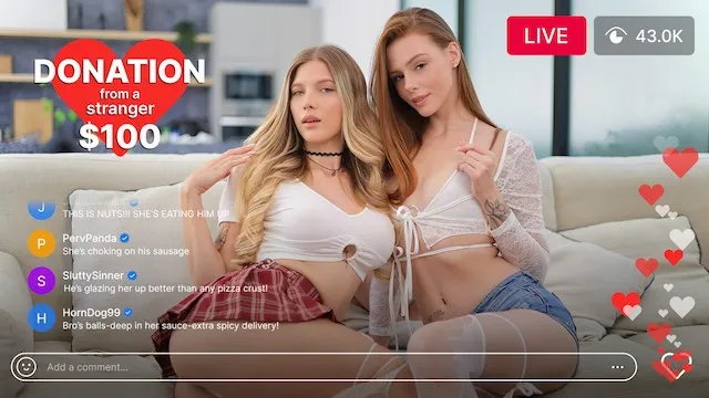 Two camgirls one pizza guy fans paid
