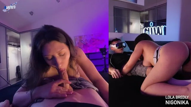 Pov-blowjob von kurviger schönheit in apple vision pro-brille