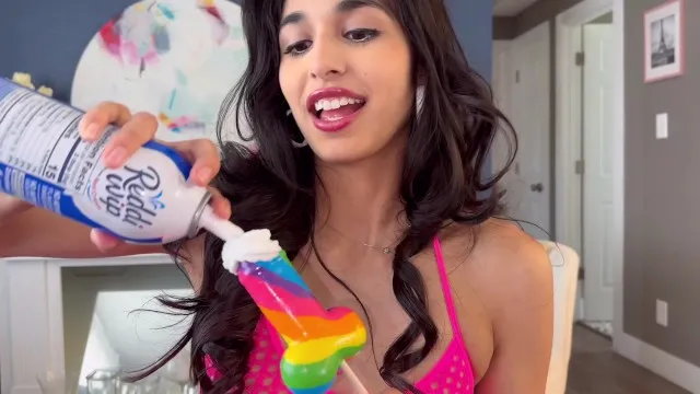 Couple licks whipped cream from asses and has anal sex