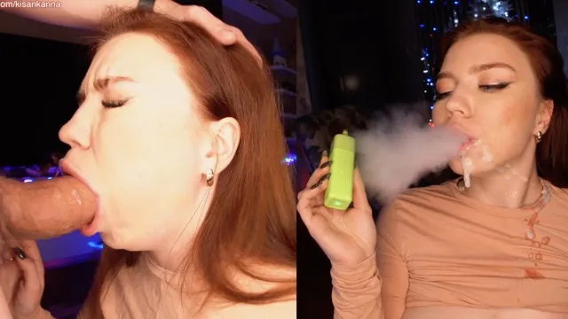 Elle fume et suce une bite puis reçoit une faciale