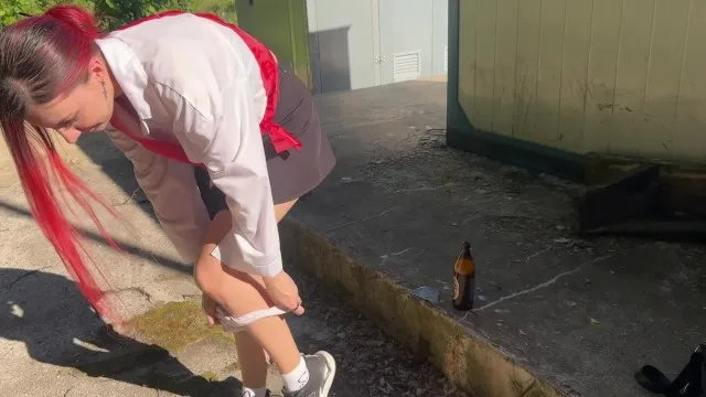 Caught grad neighbor's daughter drinking for rough anal & blowjob