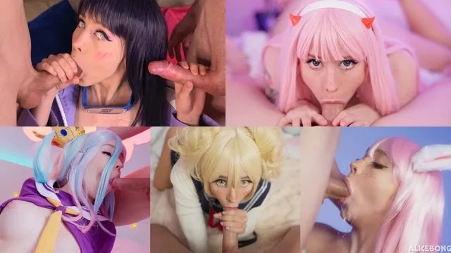 Deep throat compilation in cosplay action