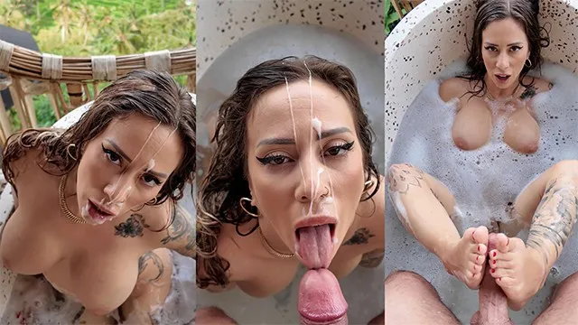 Footjob blowjob paradise leads to facial