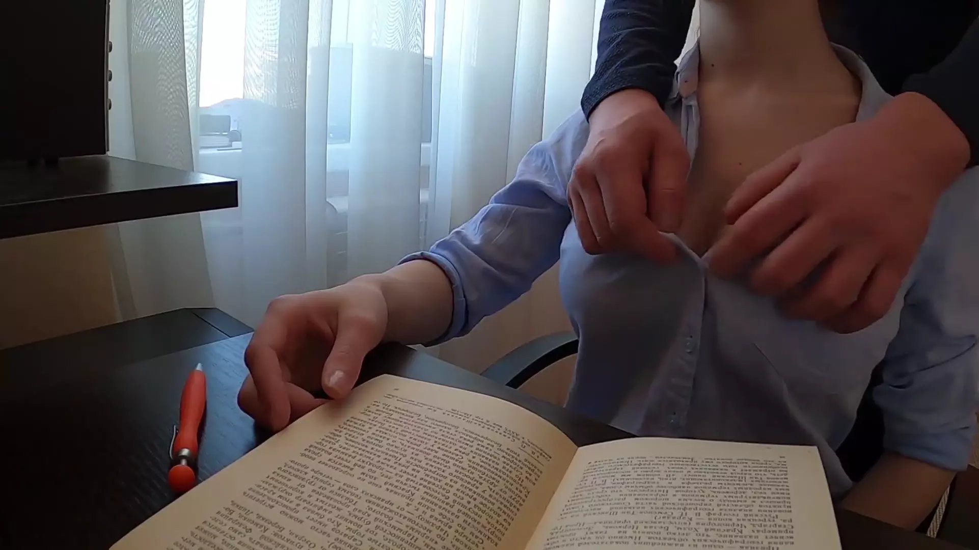Big tits teacher hard fucked by student before test