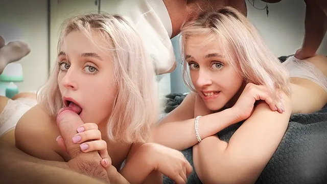 Cute teen stepsis gets stepbrother massage and anal